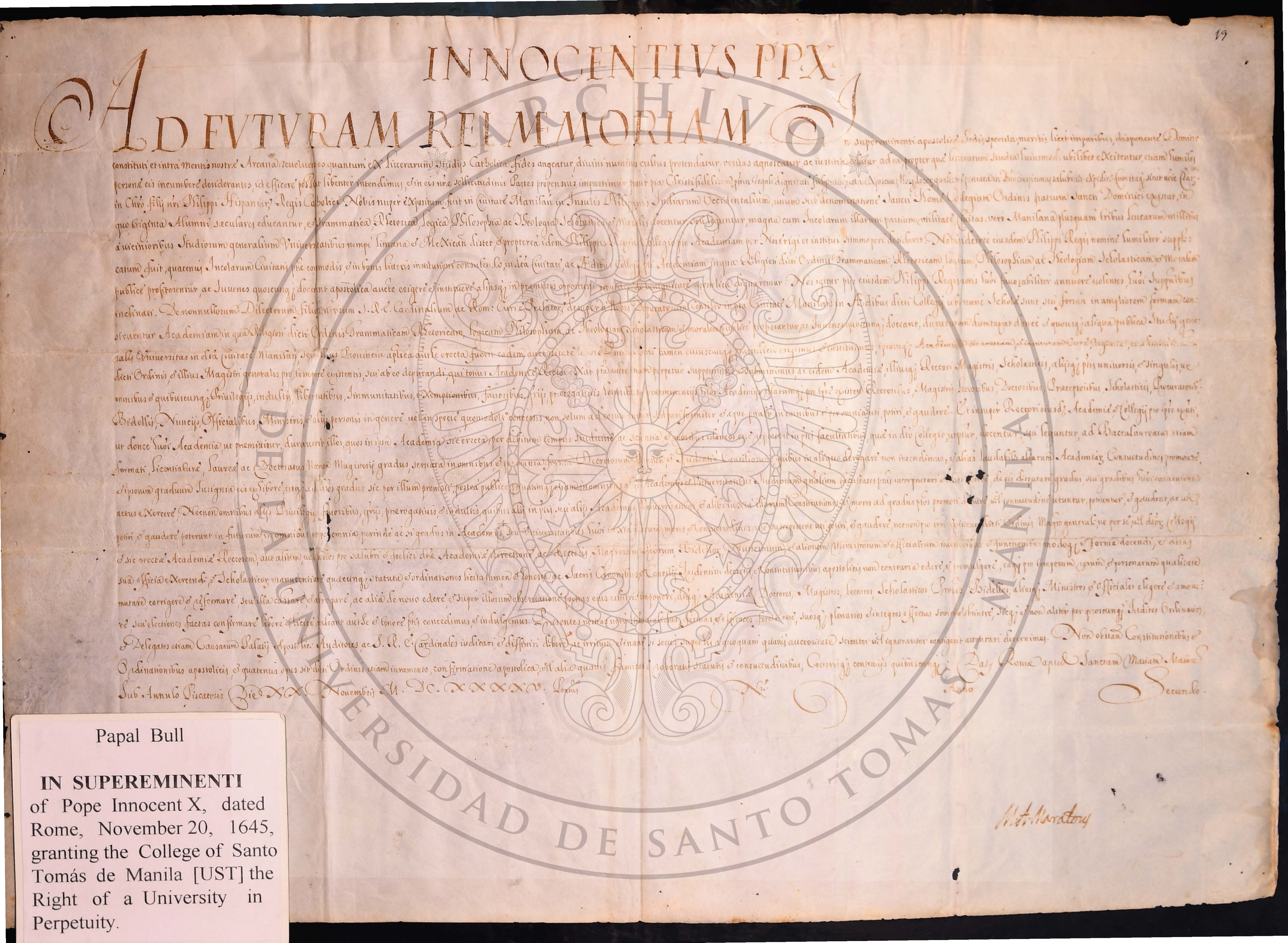 Papal Bull 
In Supereminenti 
of Pope Innocent X 
(Nov. 20, 1645)