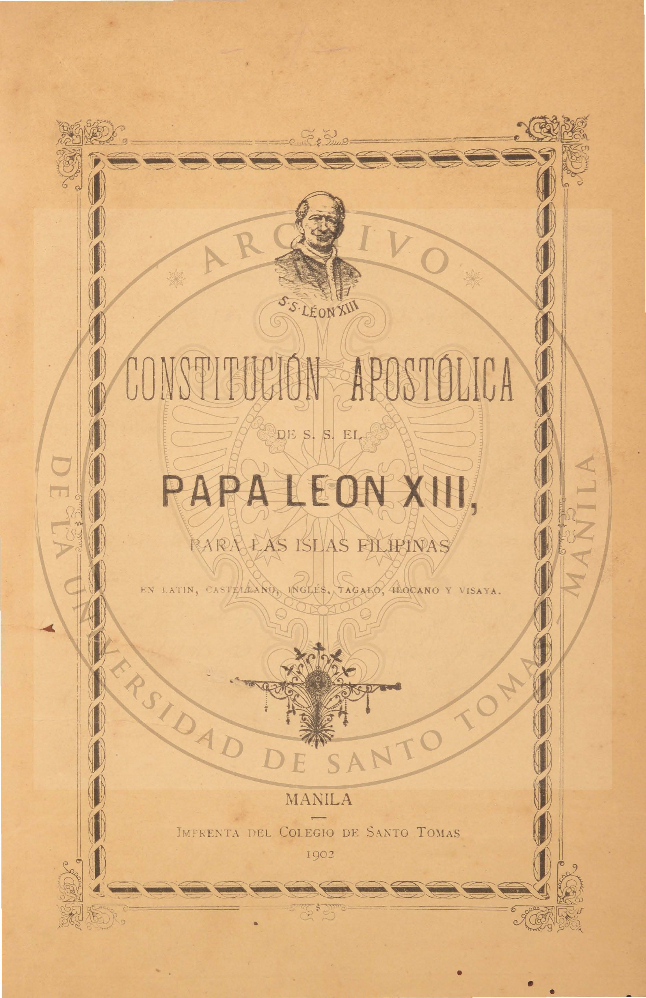 “Pontifical University” 
by Pope Leo XIII